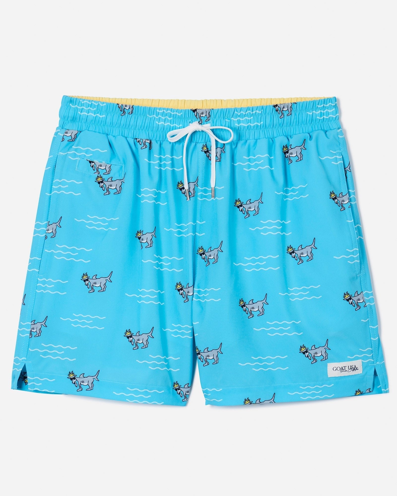 Front of the blue shark bathing suit