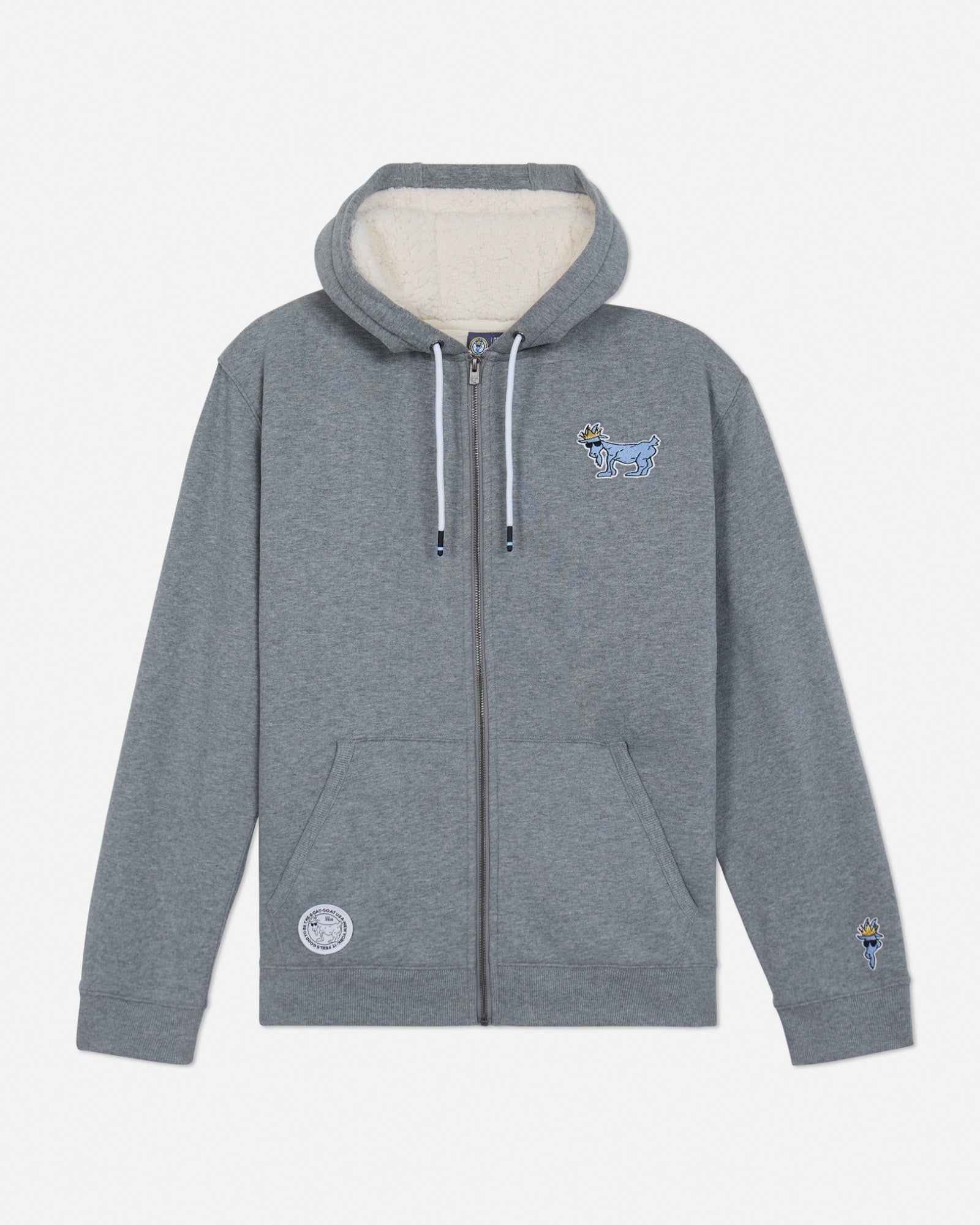 Front of gray sherpa-lined full-zip sweatshirt#color_gray
