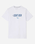 White shirt with volleyball that goes through the wording "GOAT USA"