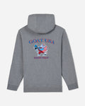 Back of gray Shred "Ski" Team Hooded Sweatshirt