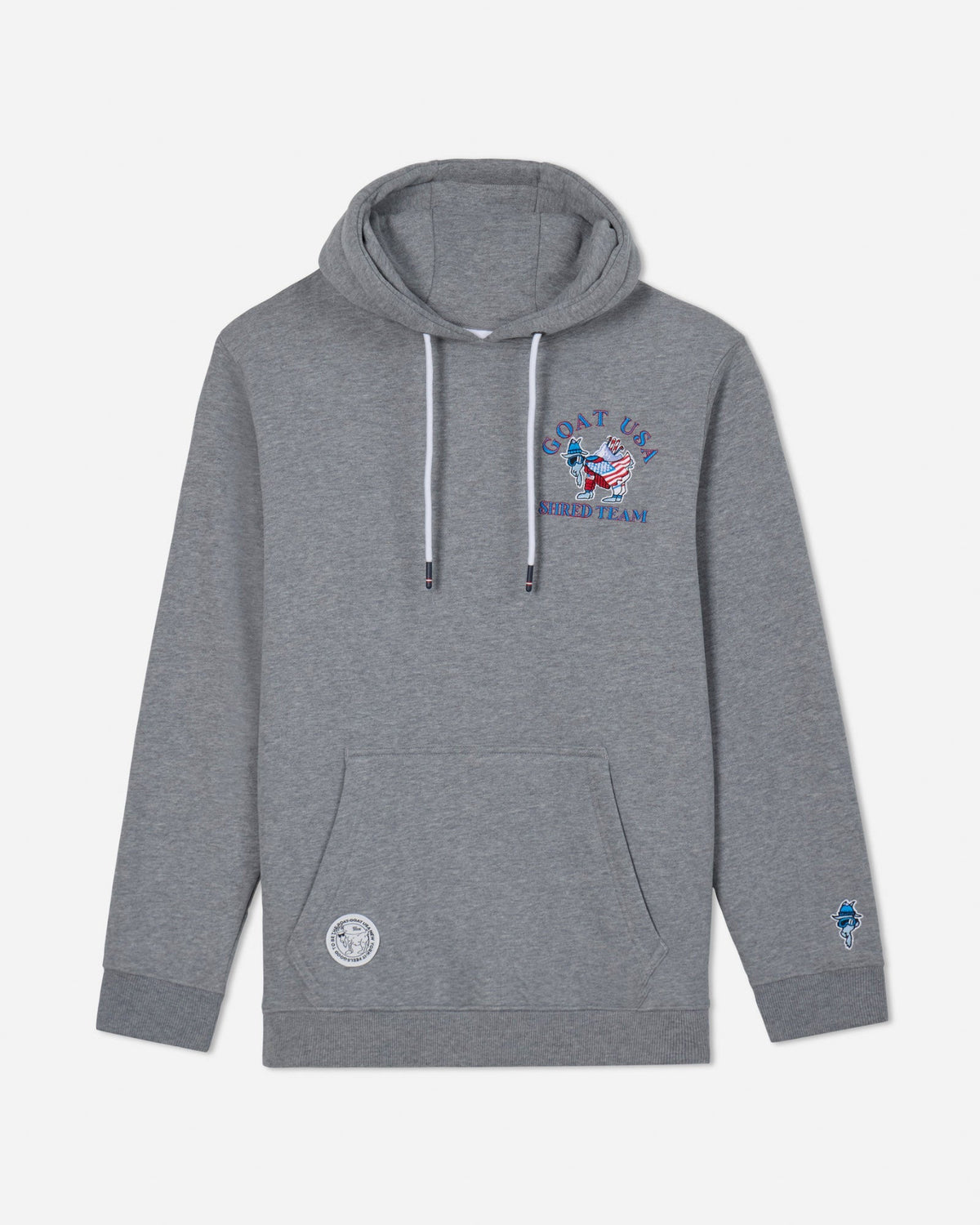 Front of gray Shred "Ski" Team Hooded Sweatshirt