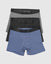 Gray black and navy boxer brief laid out
