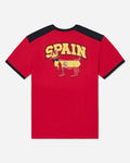 Red t-shirt with 'Spain' and goat graphic on a white background