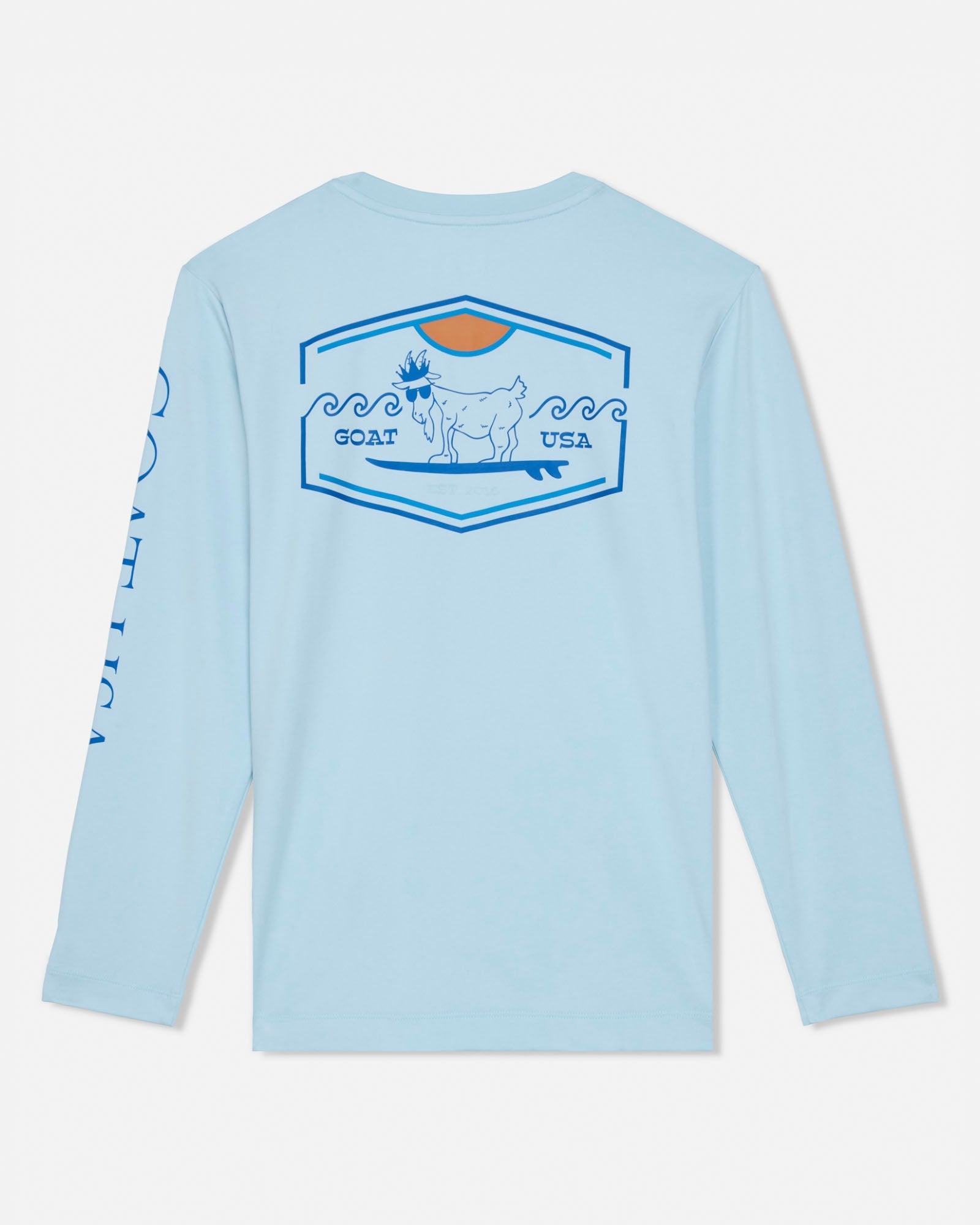 Light blue long-sleeve shirt with a graphic design on the back against a white background#color_delicate-blue