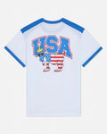 T-shirt with USA graphic design on a white background