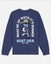 Navy blue sweatshirt with a graphic of a goat and text on the back