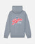 A heather gray hoodie shown from the back, featuring a large red and white 'Yankees' script logo with a patriotic Uncle Sam graphic and 'GOAT USA' text.