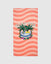 Peach cream beach towel with palm trees and goat in hammock