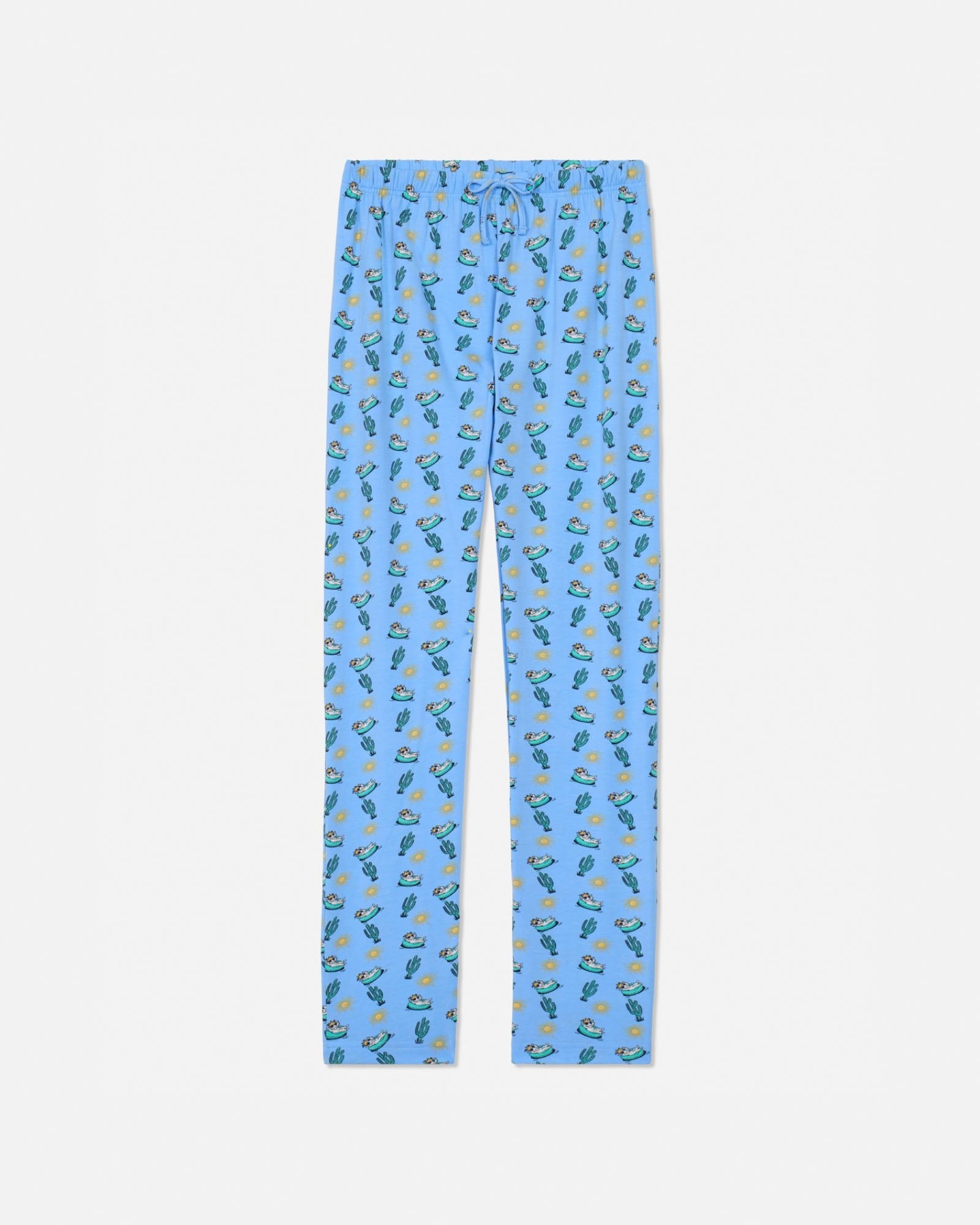 Carolina blue pajama pants with a pattern on a white background