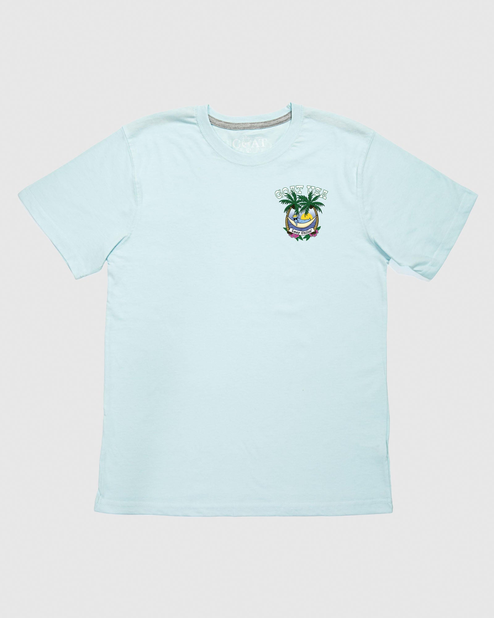 Ice blue shirt with lazy chillin' left chest design#color_ice-blue