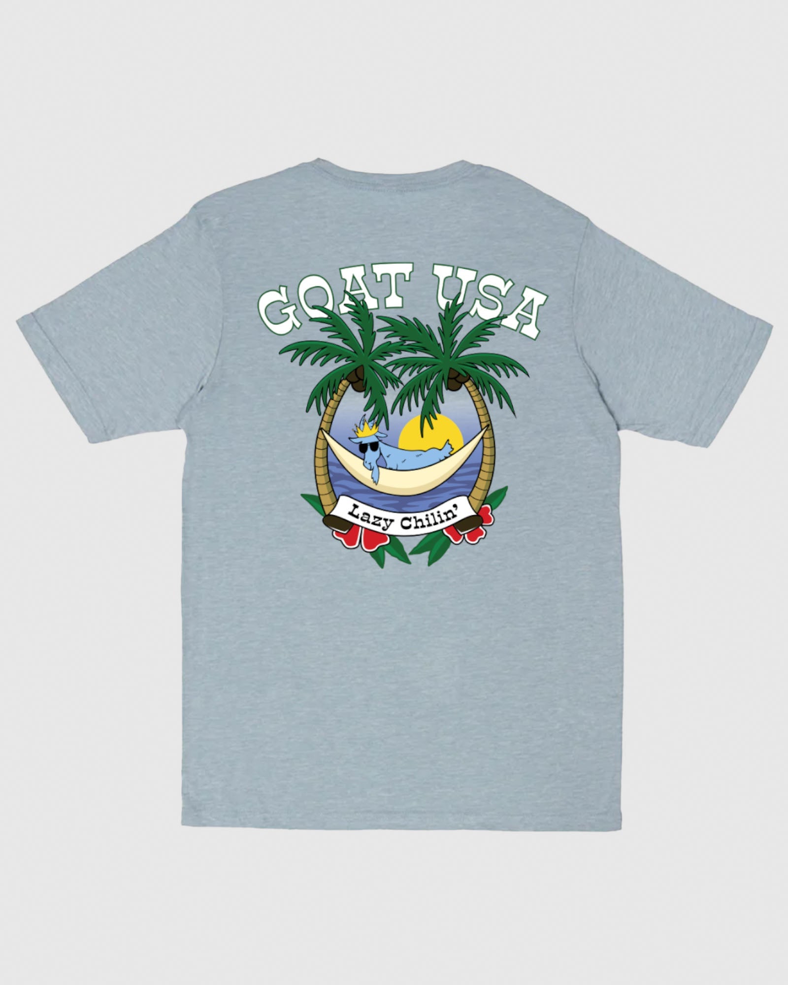 Back of stonewash denim Lazy Chillin' T-Shirt#color_stonewash-denim