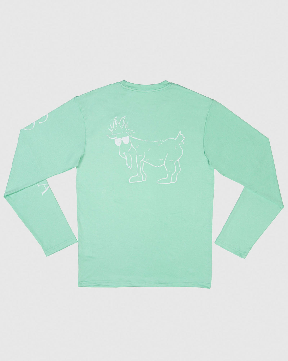 Seafoam long sleeve with a goat