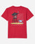 Back of red t-shirt with lifeguard stand and lifeguard goat graphic
