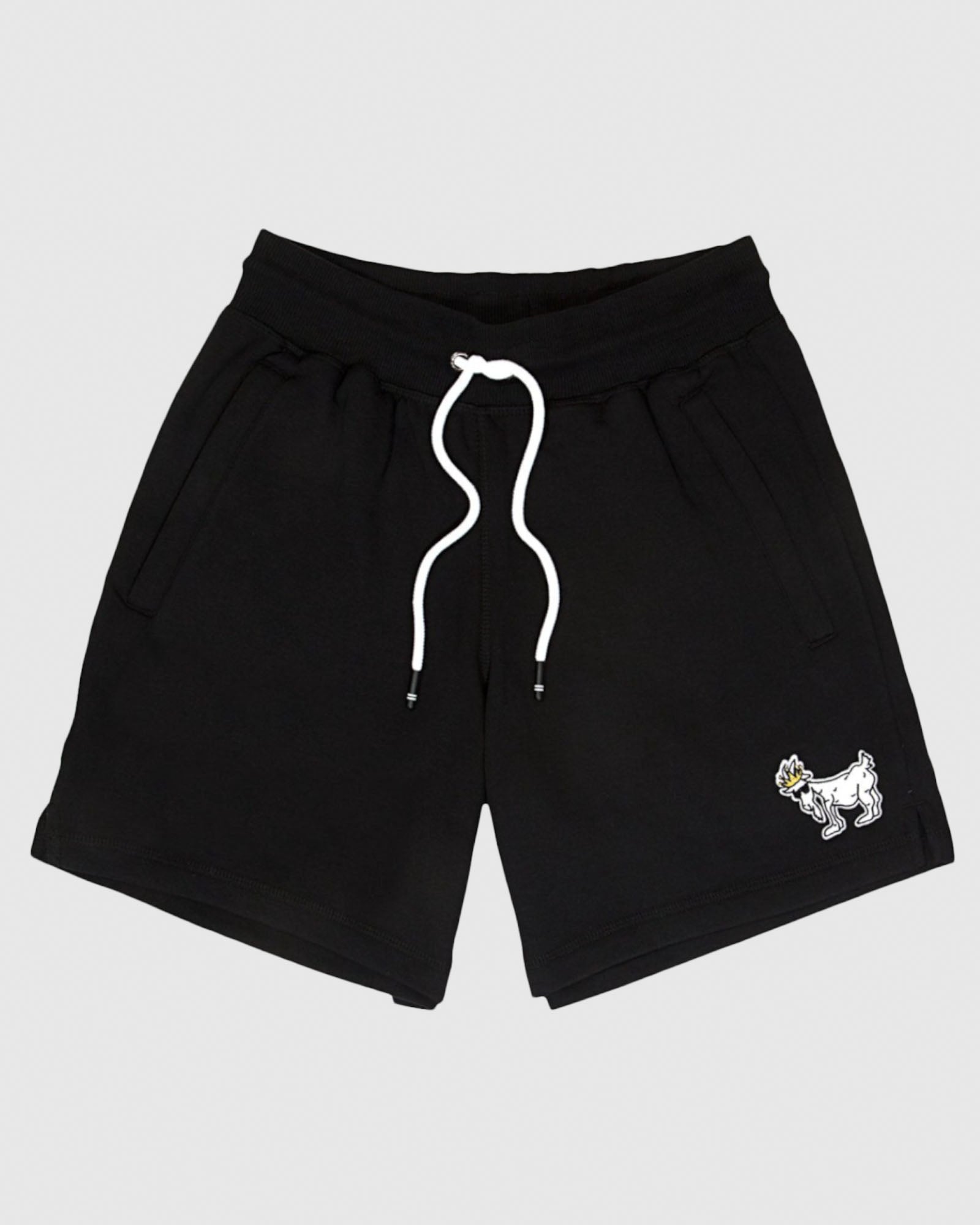 Front of black Men's Fleece Sweat Shorts#color_black