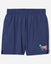Front of navy lined athletic shorts