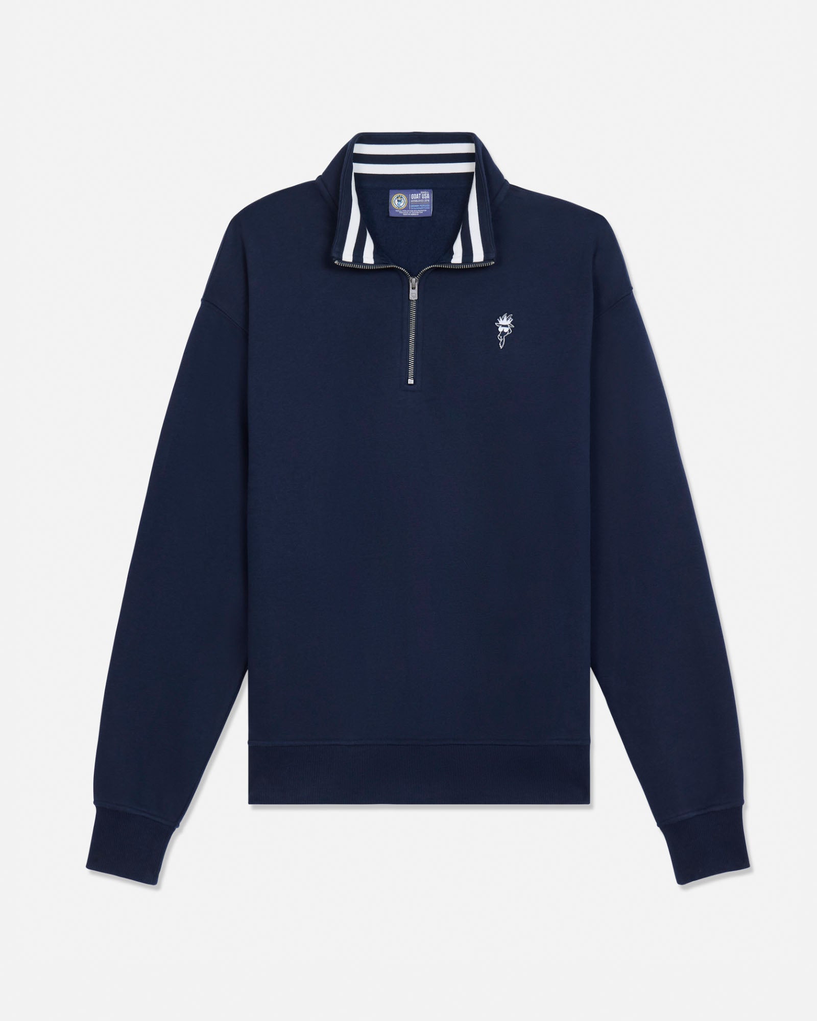 Navy quarter zip with collar on a white background#color_navy-blazer