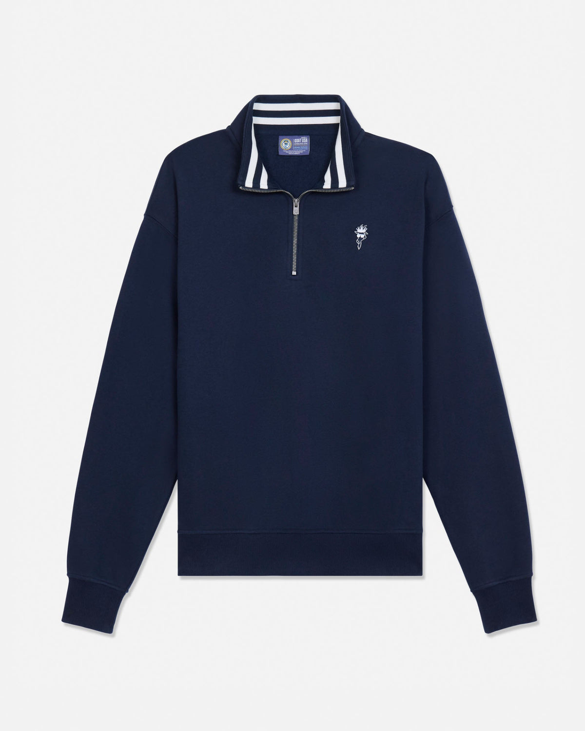 Navy quarter zip with collar on a white background#color_navy-blazer