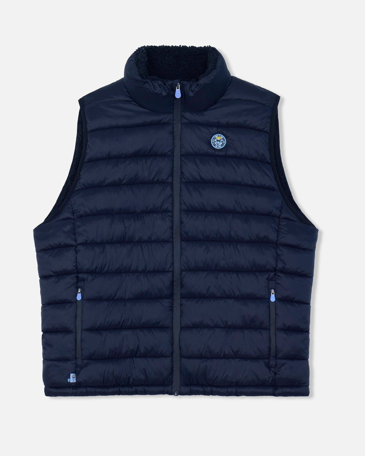 Front of dark navy Men's Puffer Fleece Vest#color_dark-navy