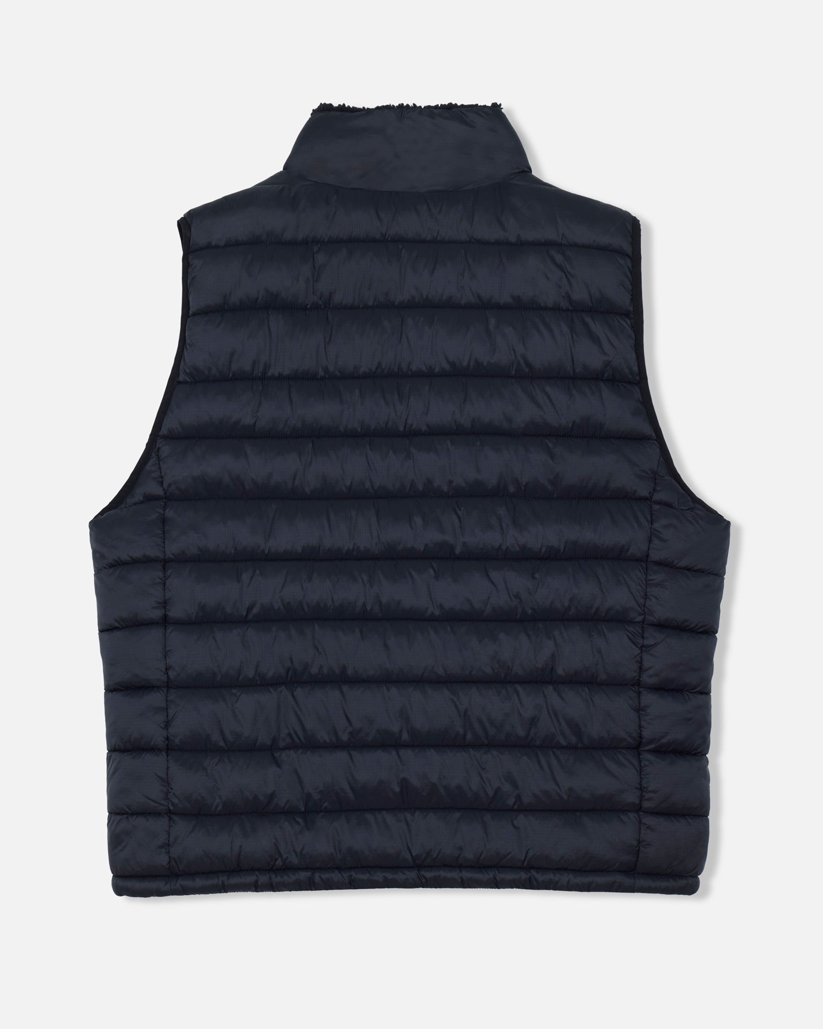 Back of black Men's Puffer Fleece Vest#color_black