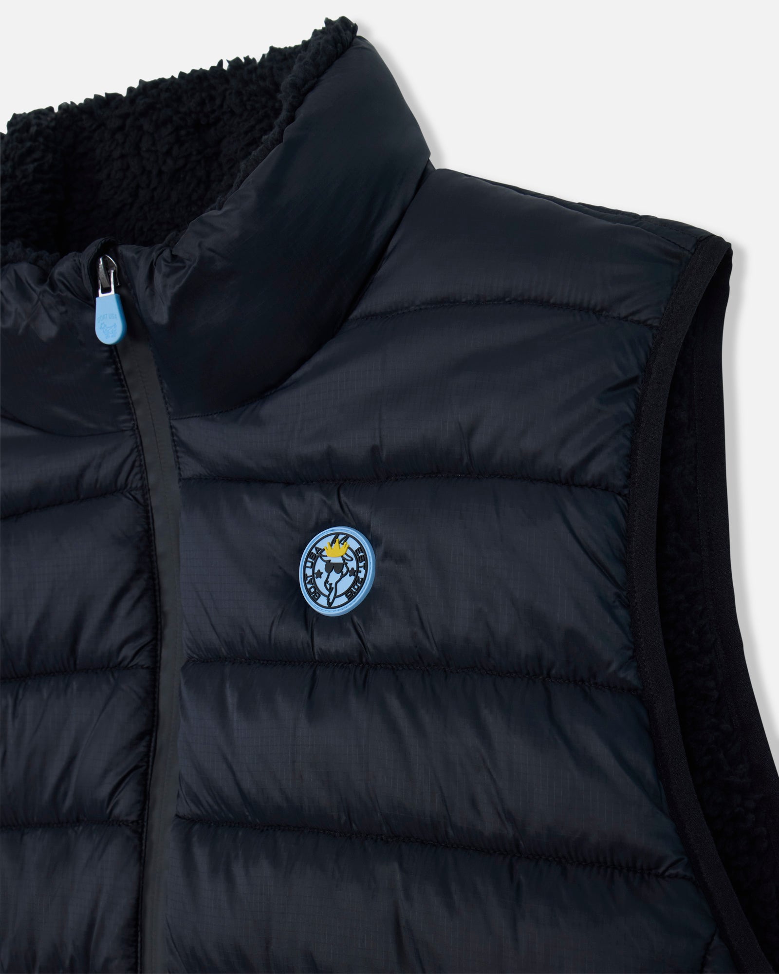 Collar of black Men's Puffer Fleece Vest#color_black