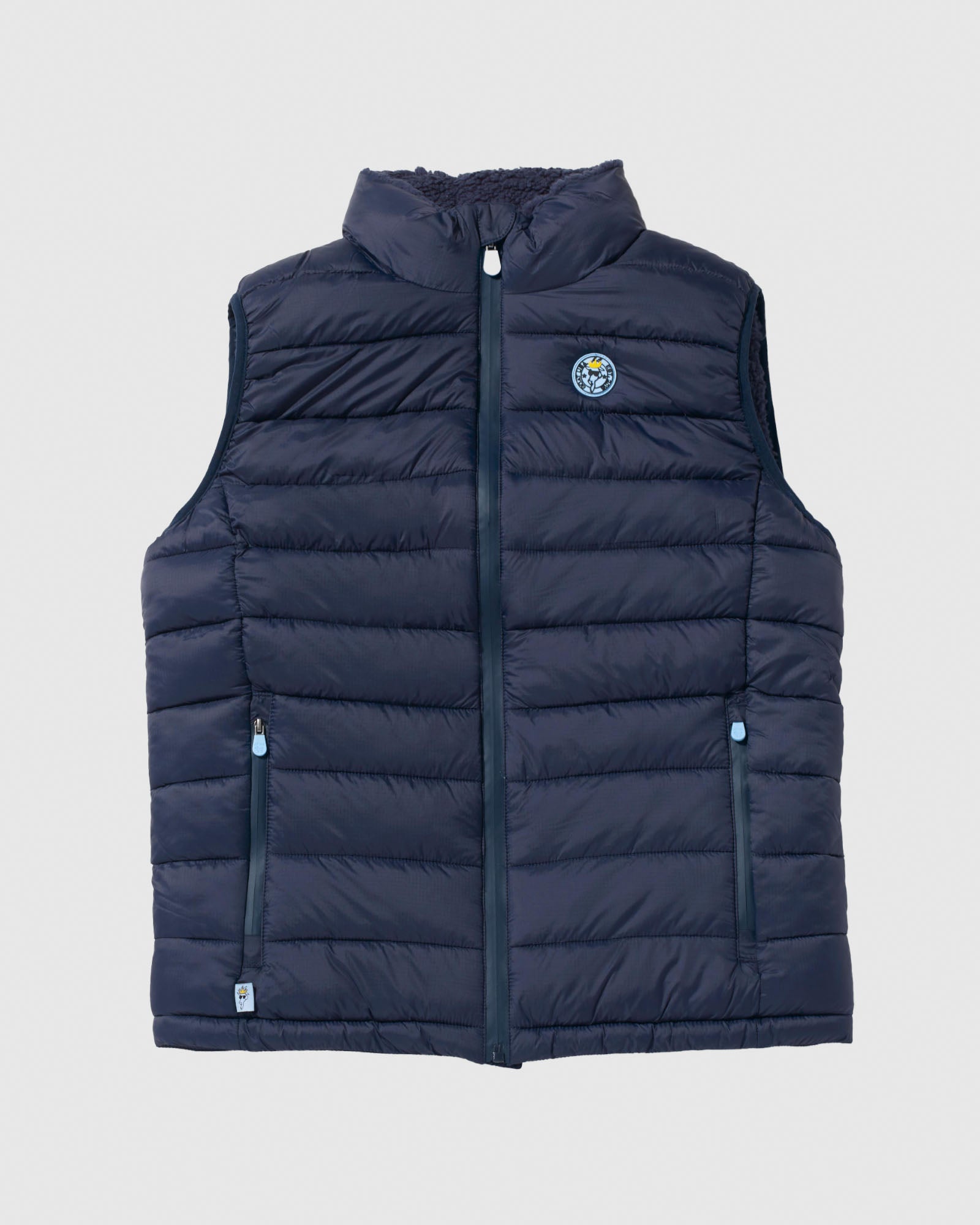 Front of dark navy Men's Puffer Fleece Vest#color_dark-navy