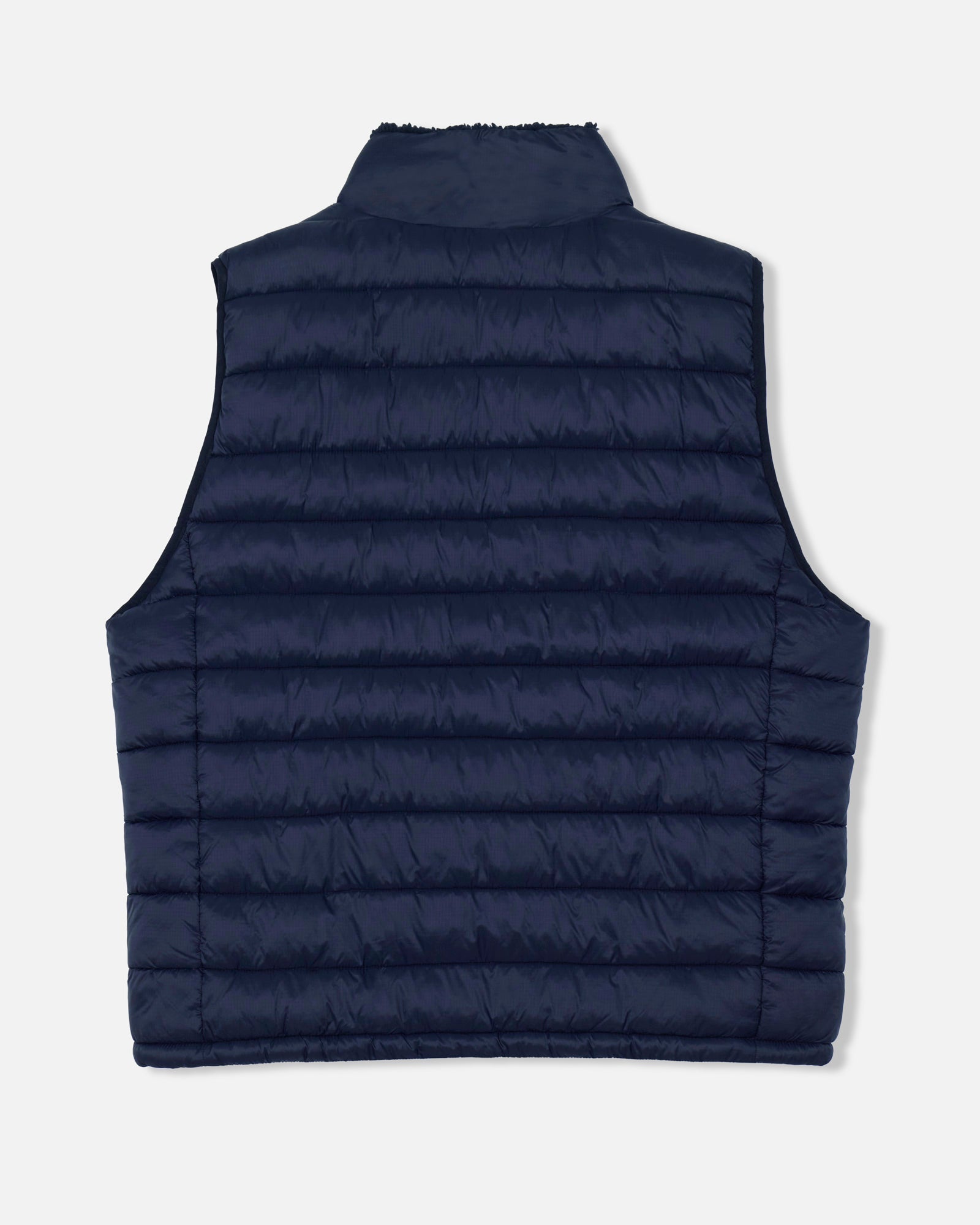 Back of dark navy Men's Puffer Fleece Vest#color_dark-navy