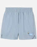 Front of gray lined athletic shorts