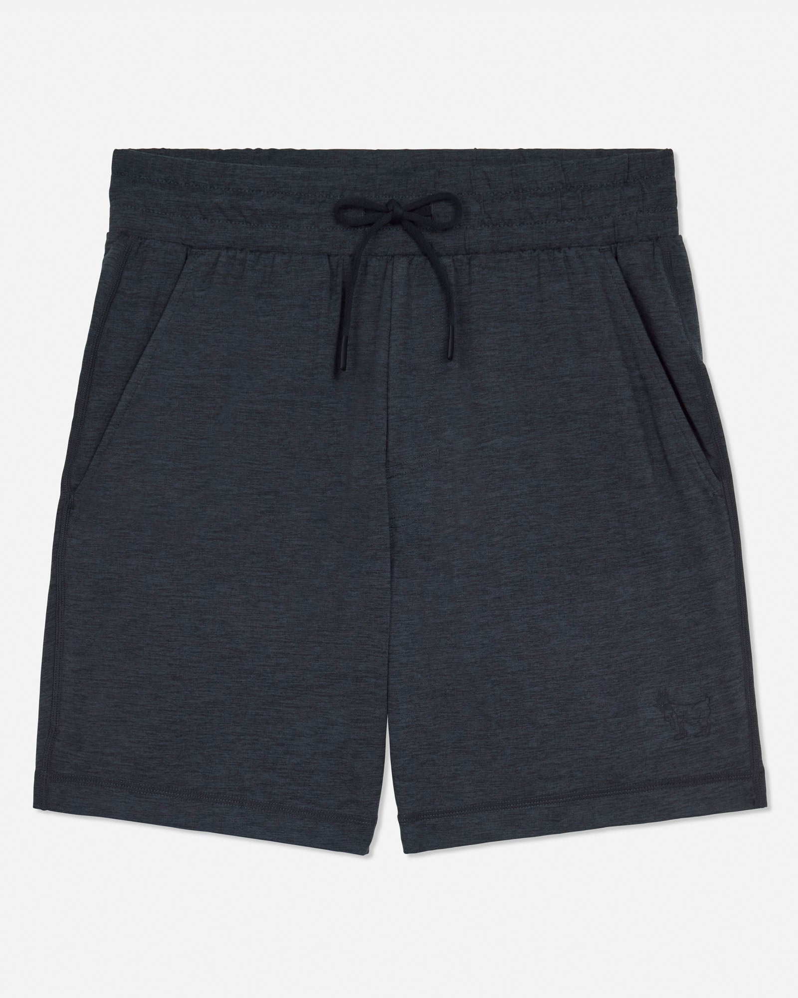 Dark gray shorts with a drawstring on a white background#color_space-dye-black
