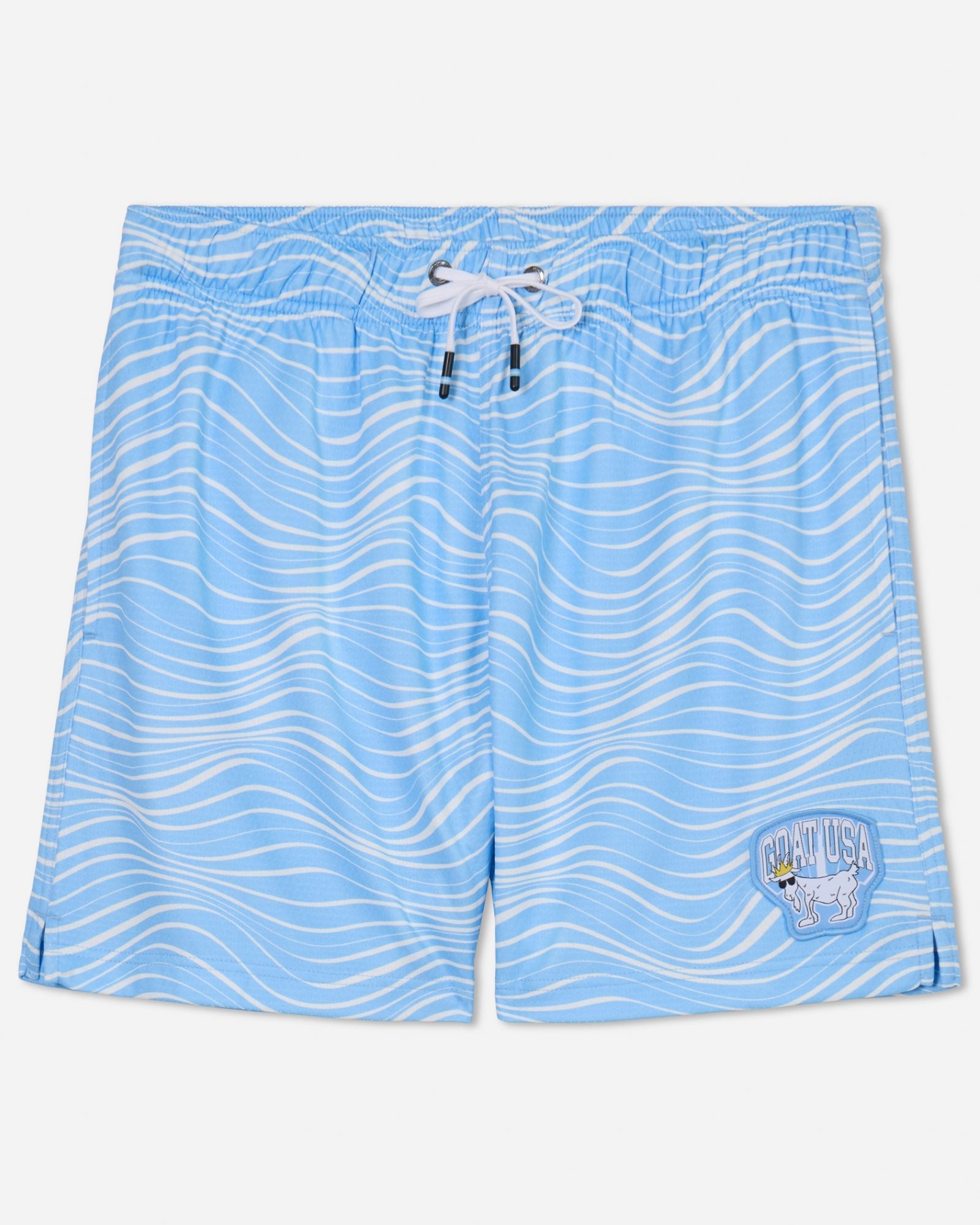 Front of carolina blue mesh shorts with wave design#color_carolina-blue