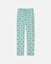 Light green pajama pants with goat pattern on a white background