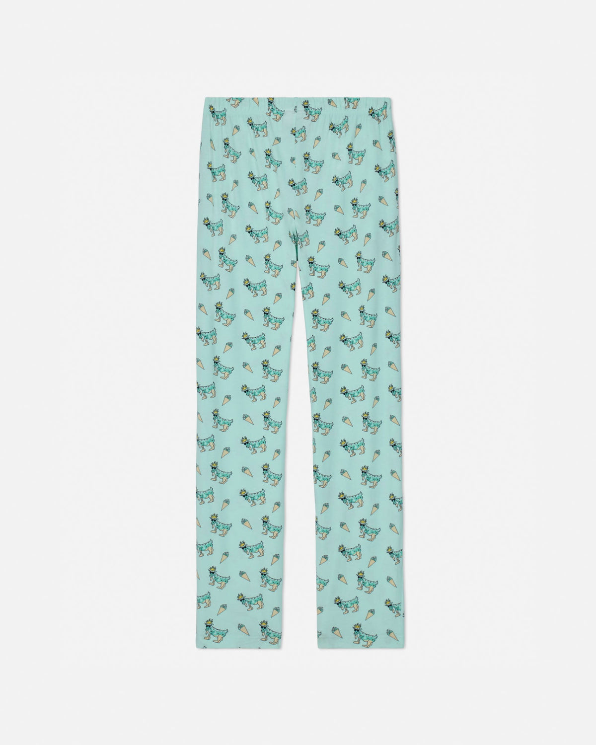 Light green pants with ice cream pattern on a white background