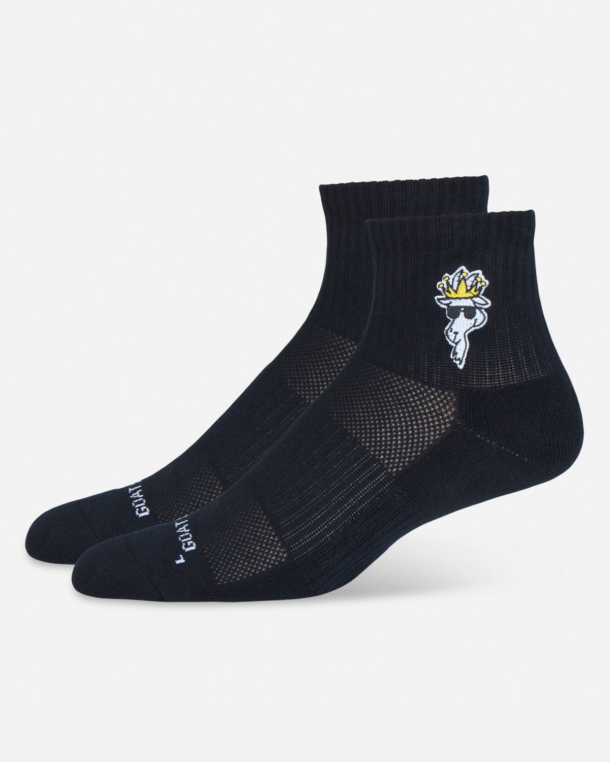 Black ankle sock with black stripes on a white background#color_black