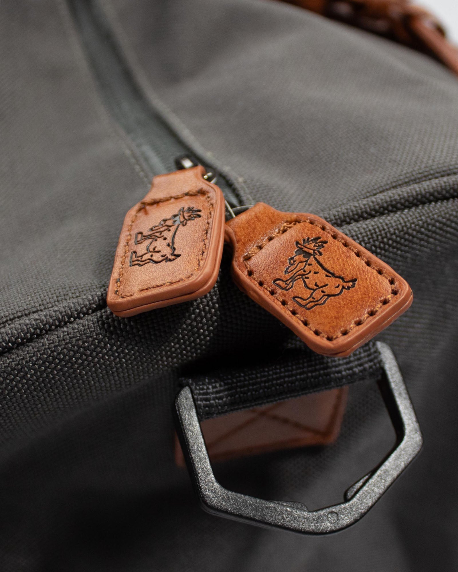 Close up of zippers on gray OG Duffel Bag#color_gray