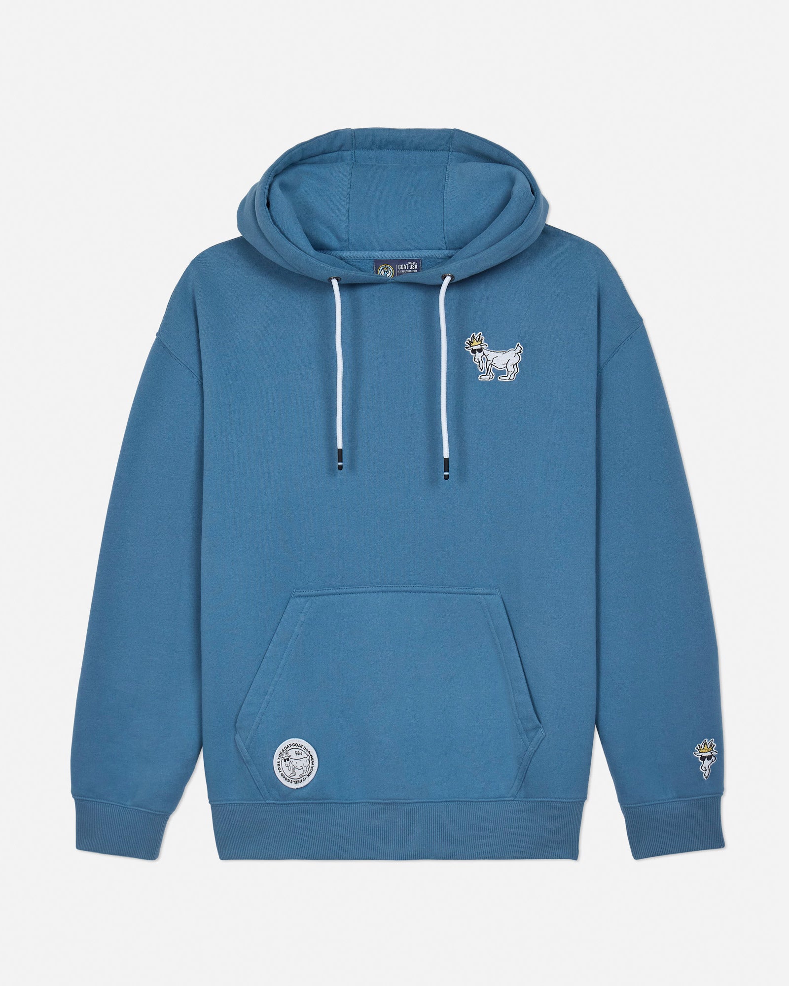 Coronet blue hoodie with small embroidered designs on a light gray background#color_coronet-blue