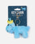 Blue plush keychain with a crown on a blue card labeled 'Key Chain GOAT USA'.