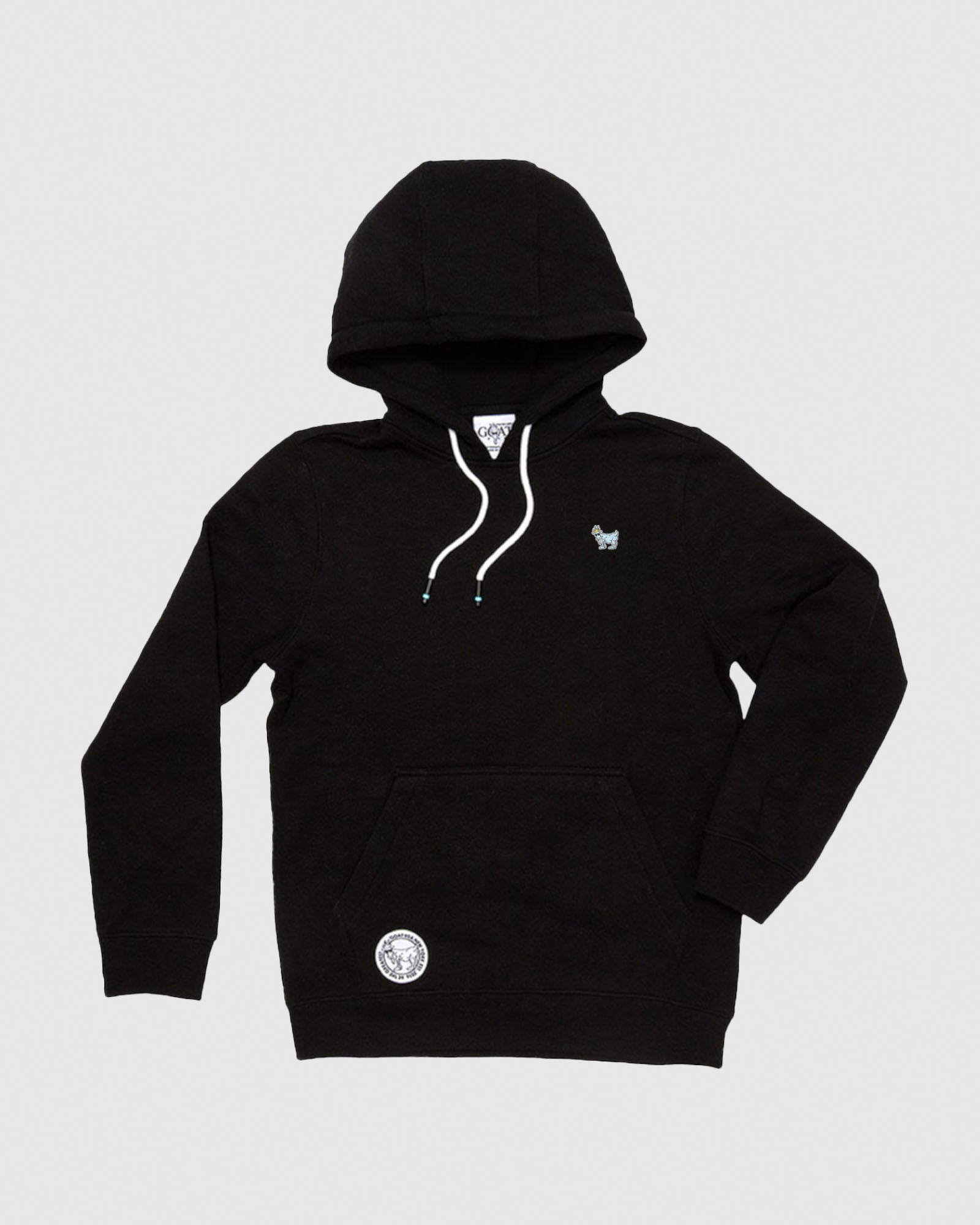 Black sweatshirt with small goat embroidery#color_black