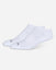 Two white ankle socks on a light gray background