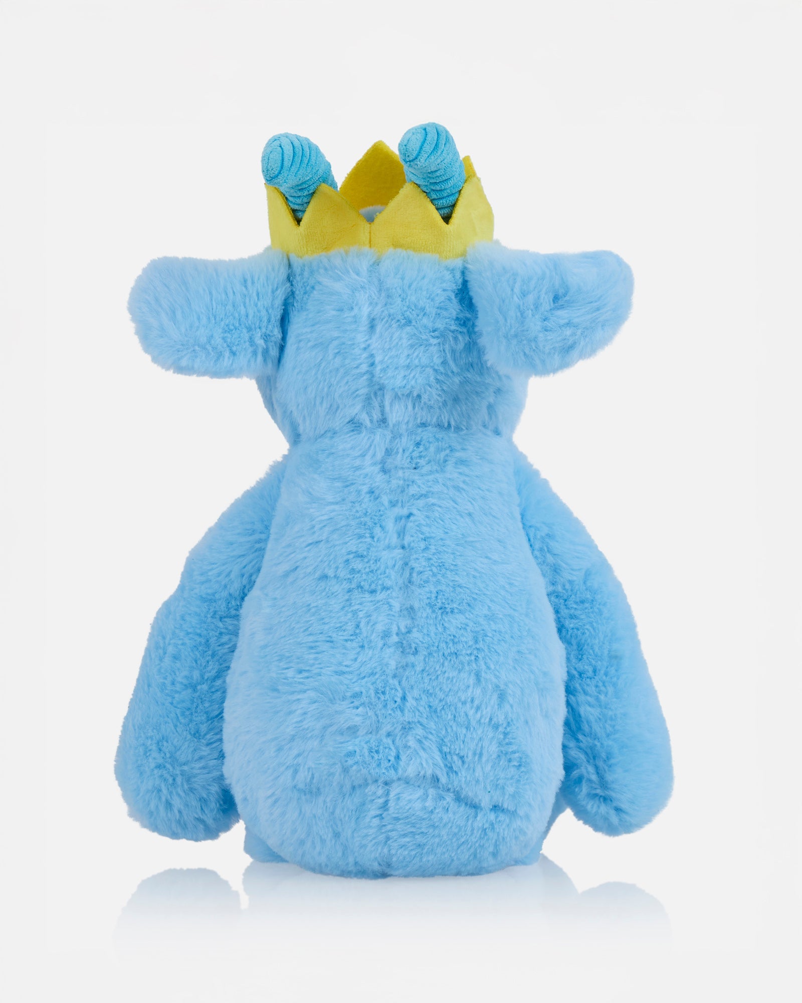 Back of blue goat plushie