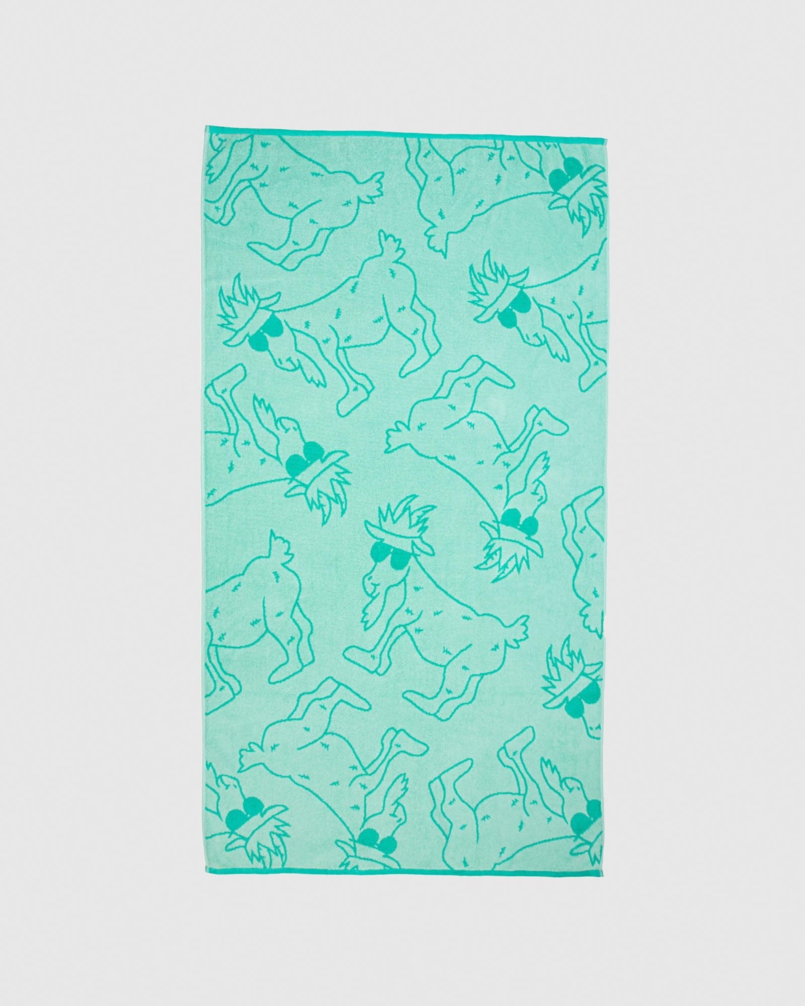 Mint beach towel with green goats#color_mint-turquoise