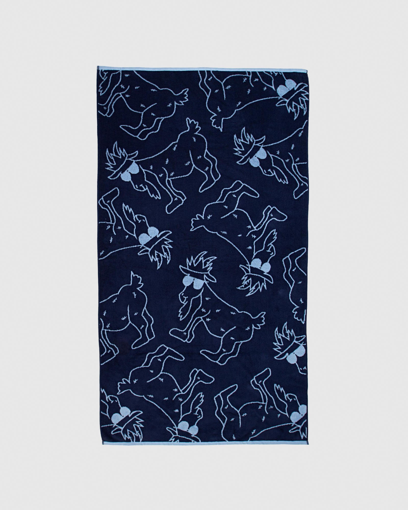 Navy beach towel with light-blue goats#color_navy-carolina-blue