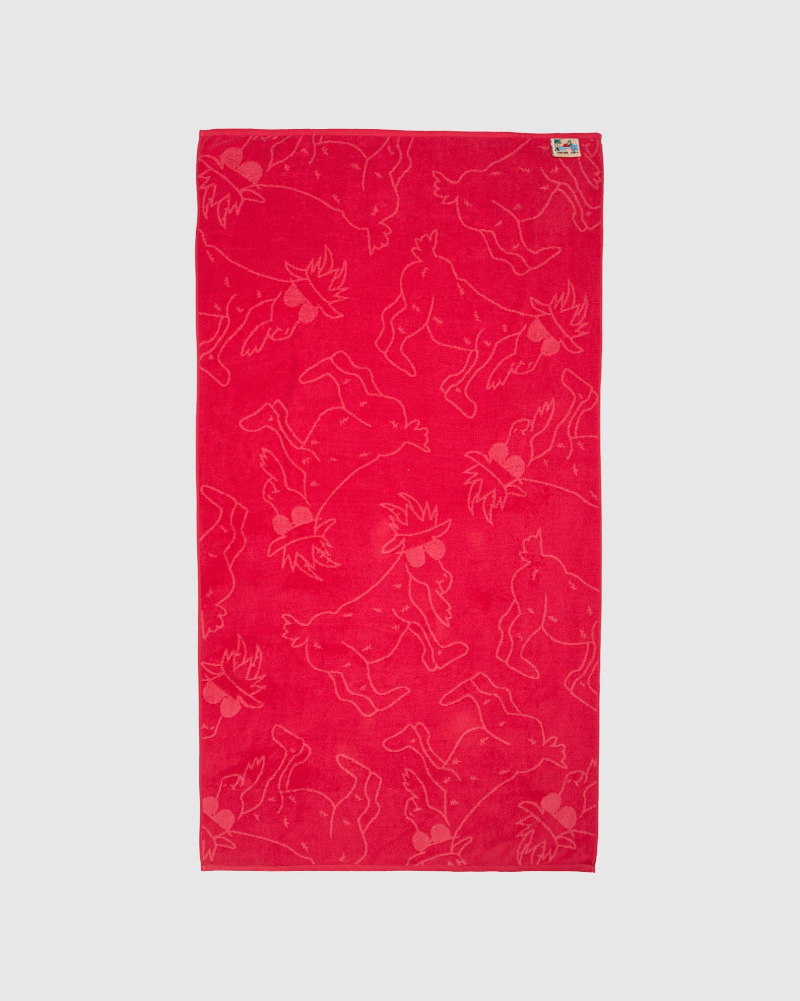 Red beach towel with salmon-colored goats#color_salmon-red