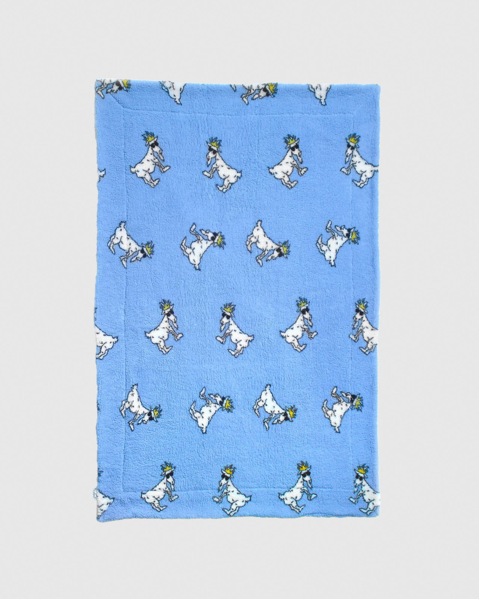 Carolina Blue sherpa blanket with white goats#color_carolina-blue