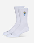 White socks with a small design on a white background