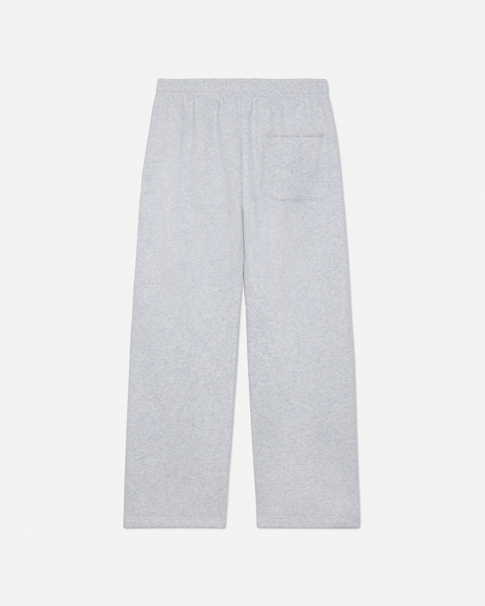 Back of gray straight leg sweatpants on a light gray background#color_gray