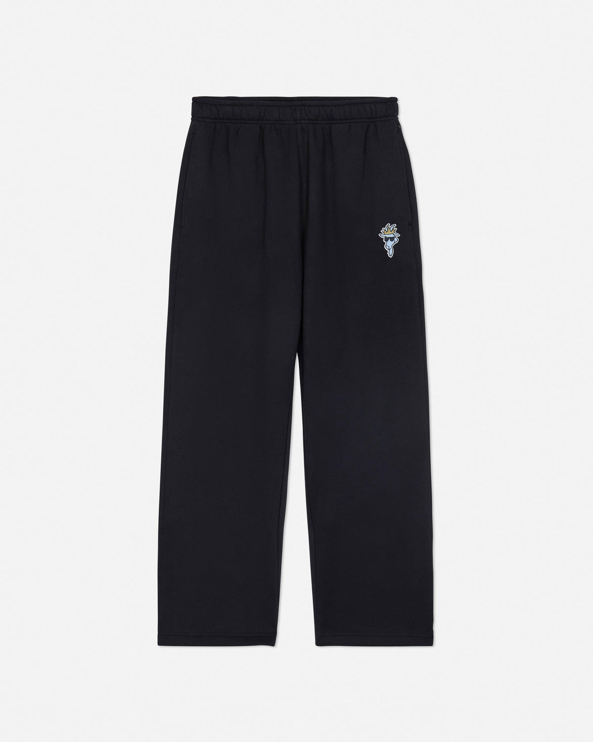 Black straight leg sweatpants on a light gray background#color_black