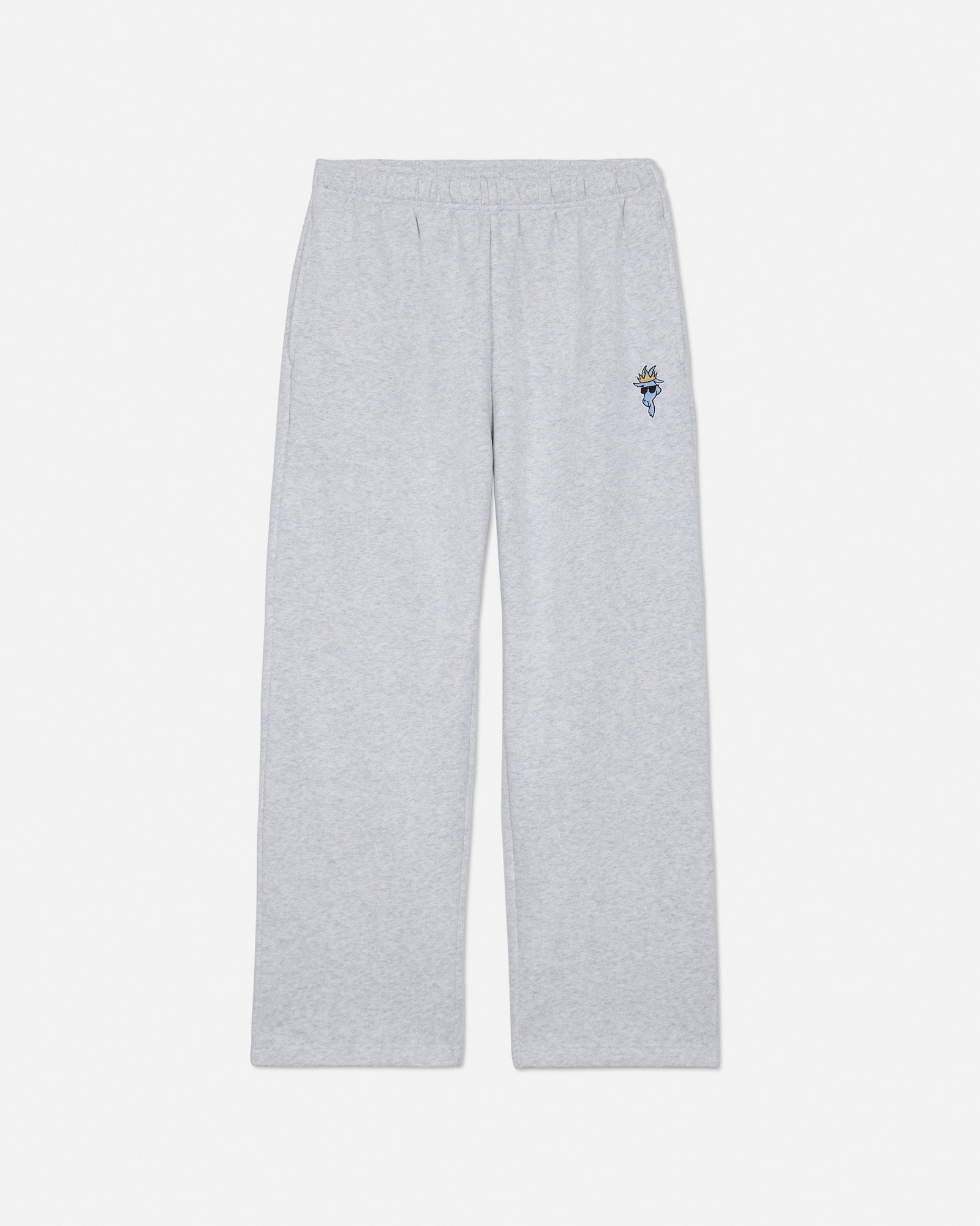 Gray straight leg sweatpants on a light gray background#color_gray