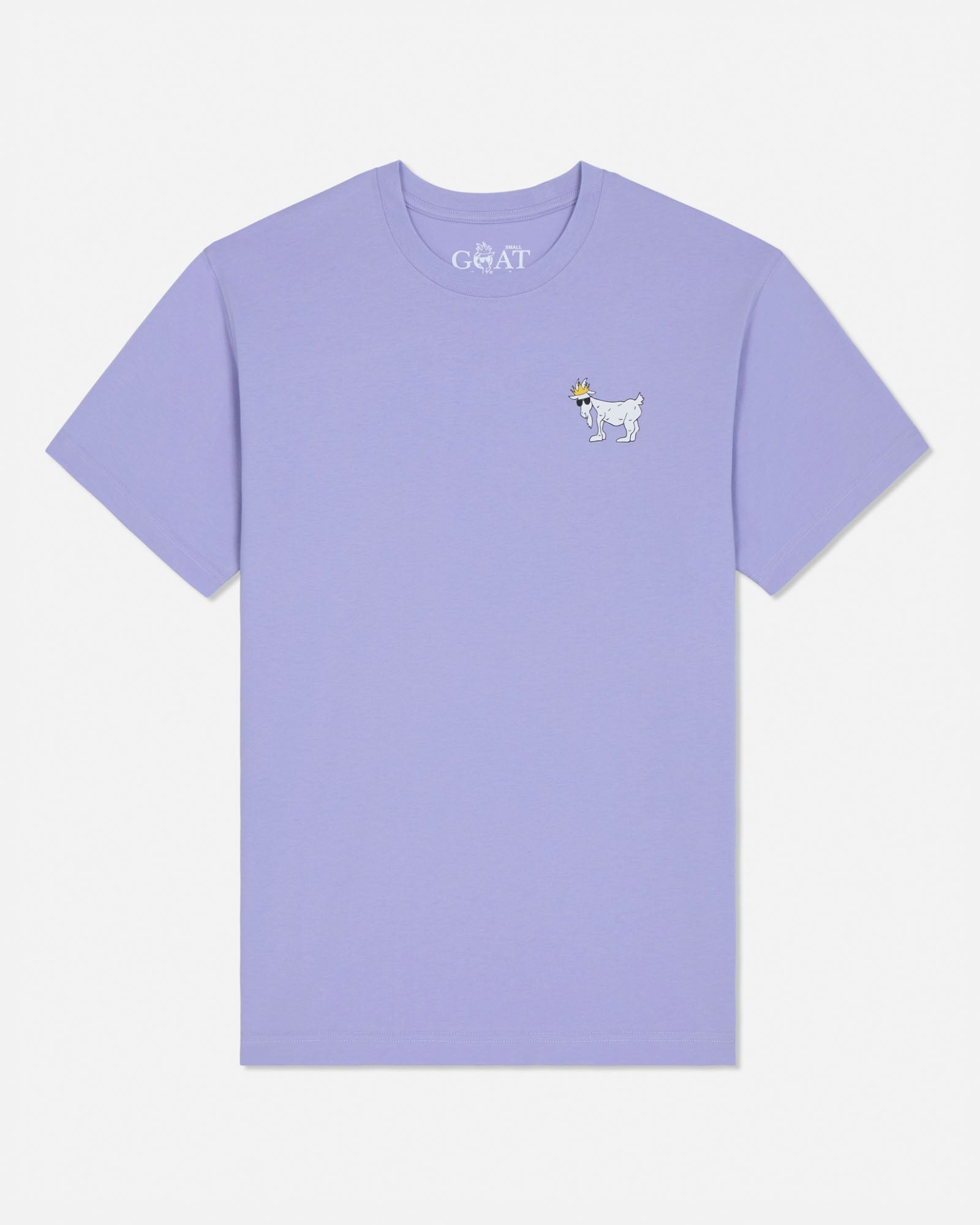 Light purple t-shirt with a small graphic on a white background#color_periwinkle