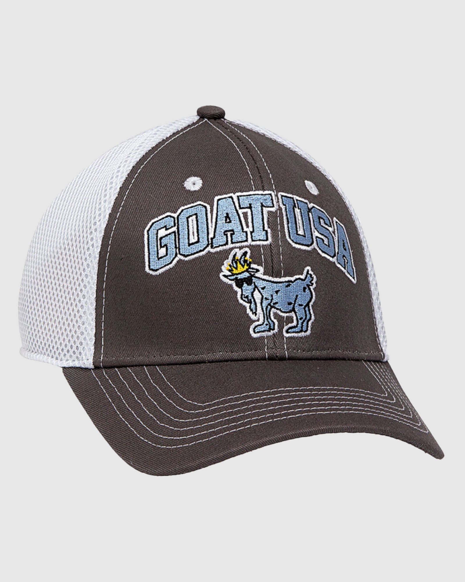 Angled view of charcoal OG Trucker Hat#color_charcoal