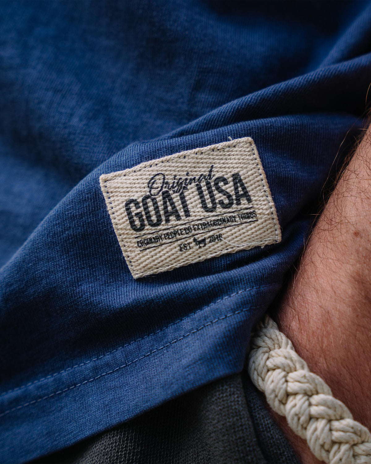 Close up of sewn on patch