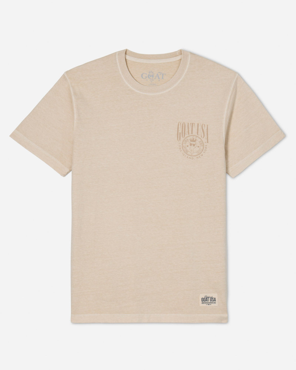 Sandshell t-shirt with alternate GOAT USA logo on left chest#color_oatmeal
